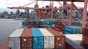 View of container loading from my porthole in Seattle.